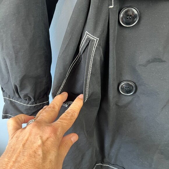 ESPRIT Womens Y2K Black Double Breasted Black Trench Coat Size L - Picture 2 of 7